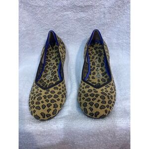 ROTHYS Leopard Print Flats Women Size 7 Slip On Comfort Knit Shoes
